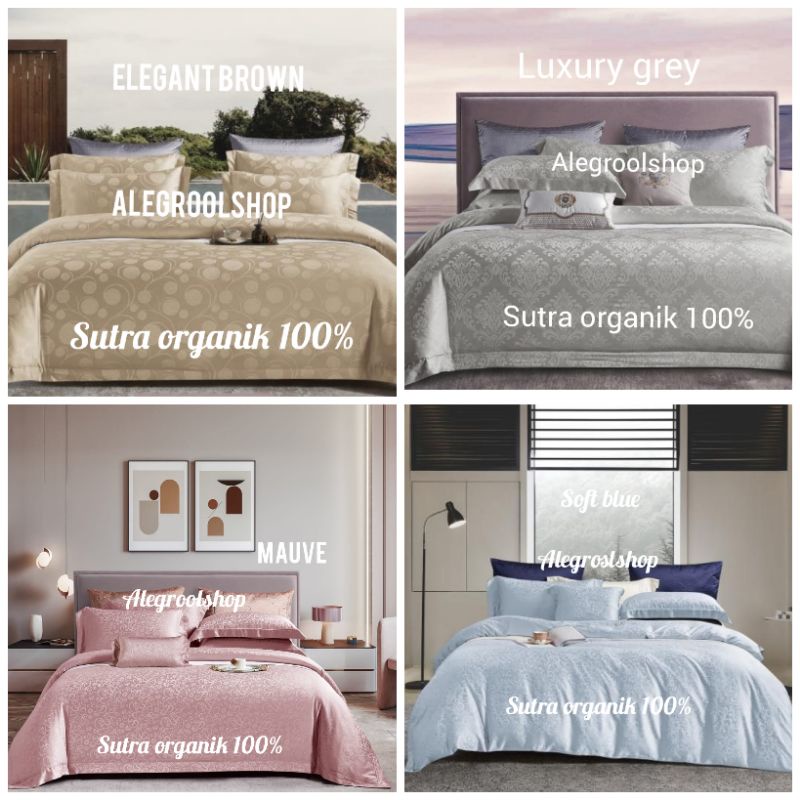 (PART3)FULL SET BEDCOVER SPREI LUXURY JACQUAD SUTRA ORGANIK 100% IMPORT TERMURAH SERAT BAMBU