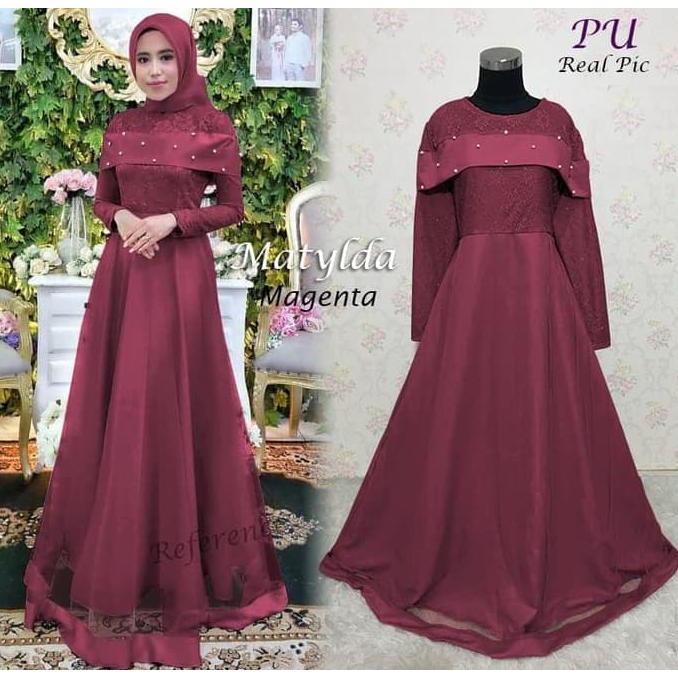 Jual Maxi Matylda Gamis Cantik Gaun Pesta Kondangan Lebaran Baju Muslim Magenta Murah De3 Indonesia Shopee Indonesia