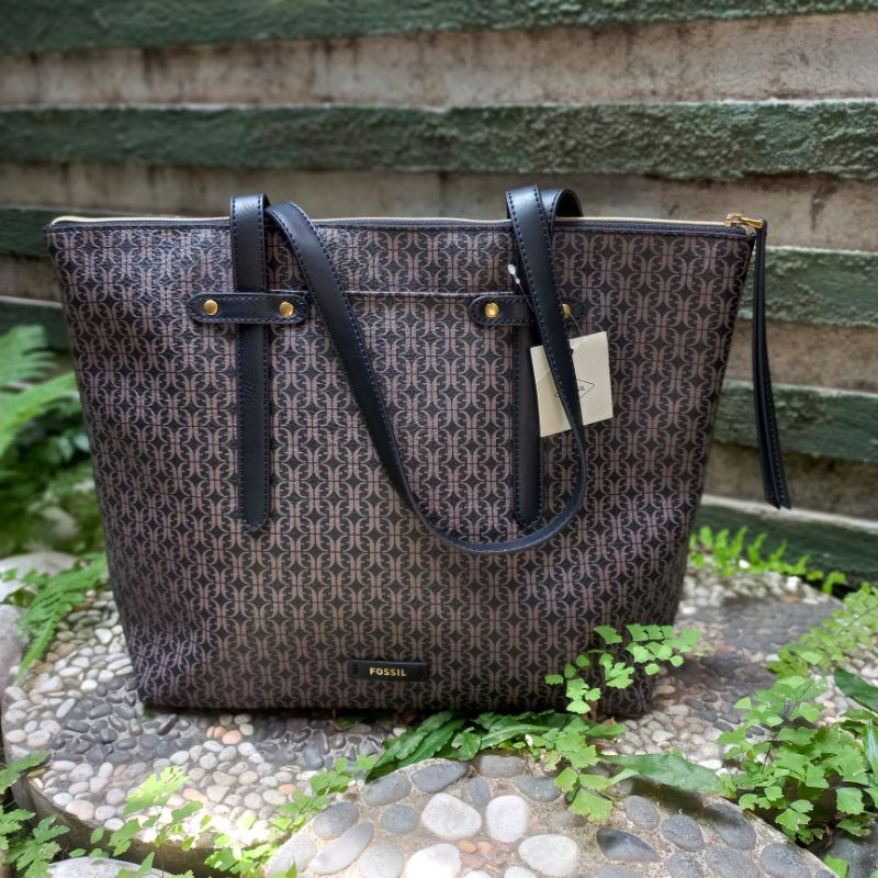 TAS WANITA FOSSIL FELICITY TOTE BLACK BROWN