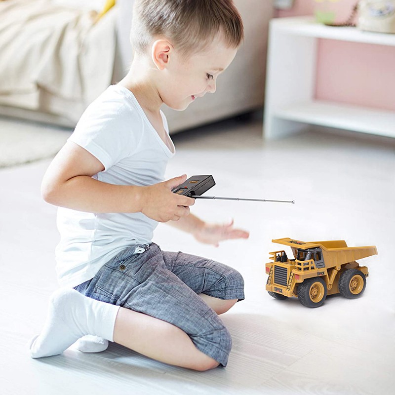 6-in-1 DIY Children's Remote Control Engineering Toy Car Excavator Crane Dump Truck Mixed RC Car