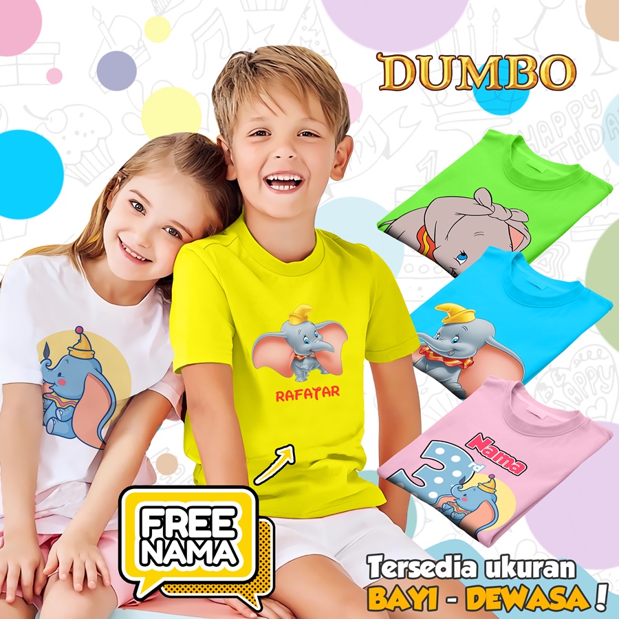 [FREE NAMA!!] Baju Kaos ANAK DAN DEWASA DUMBO BANYAK MOTIF