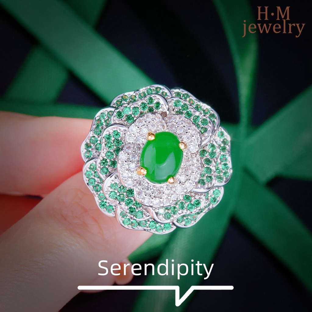 Cincin Sterling Silver 925 Model Terbuka Dengan Batu Emerald Warna Warni Untuk Wanita