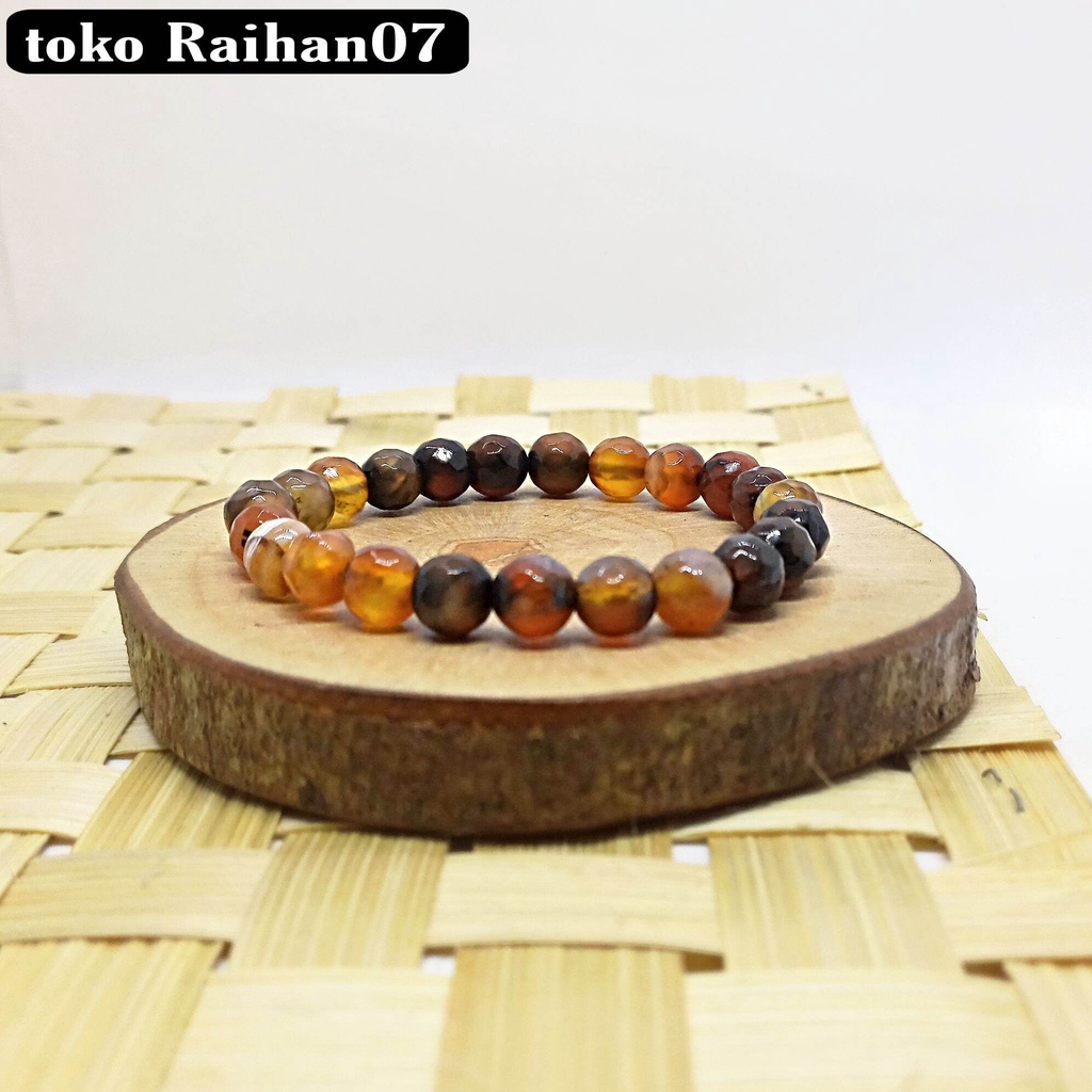 GELANG BATU AKIK SULAIMAN MADU CUTTING 8MM