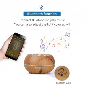 Kongyide Air Humidifier Aromatherapy Diffuser Wood Design 550ml with Bluetooth Speaker + Remote