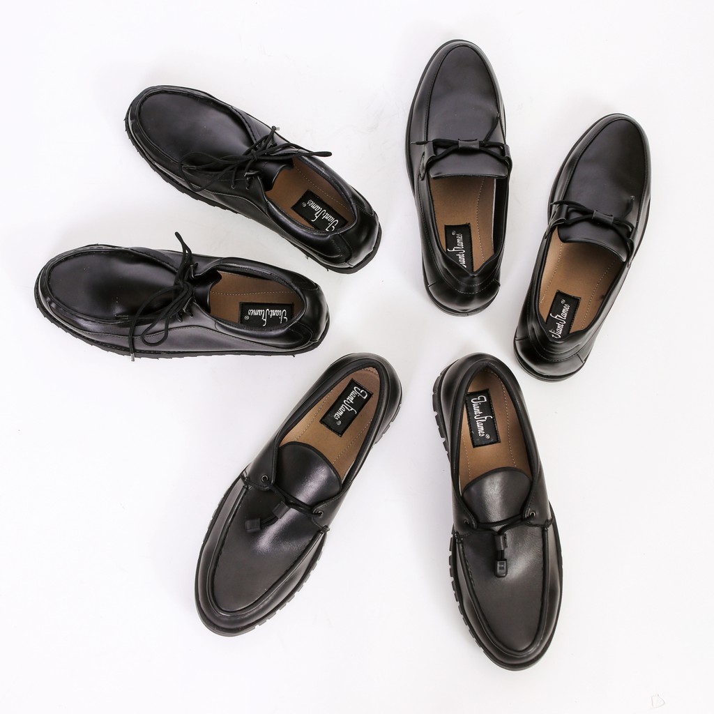 Marvin Black | Sepatu Pria Loafers Hitam Vintage Klasik Tali Ori Loafer Laki Original | FORIND x Giant Flames