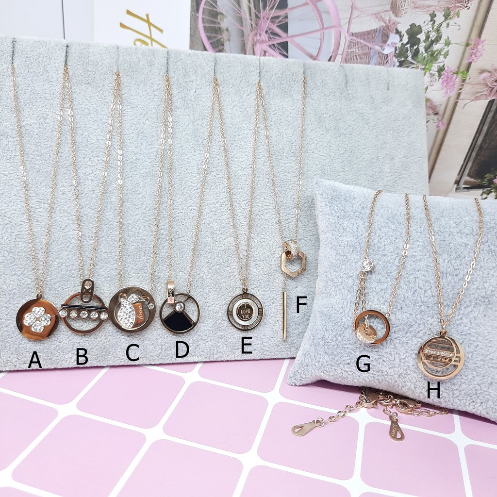 Kalung Titanium Korea Import Kdrama Kpop Fashion Perhiasan Rosegold - BN420