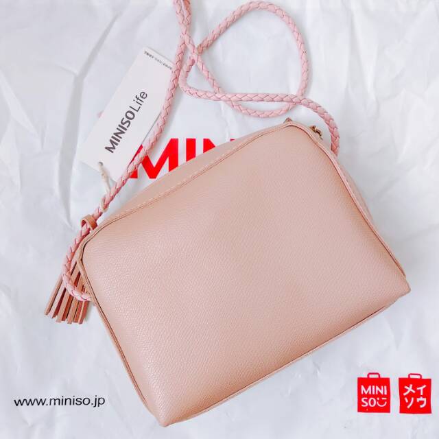 SALE MINISO Solid Color Rectangle Crossbody Bag PINK | Tas Selempang Miniso Solid Color Rectangle