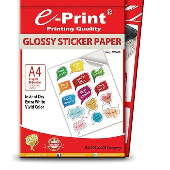 

➭ KERTAS STIKER GLOSSY 135GSM E-PRINT A4 ✪
