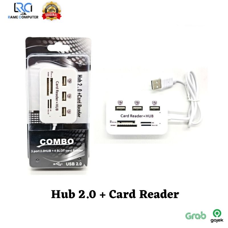 Hub 2.0 + Card Reader / USB Hub Card Reader Combo High Speed 3 port