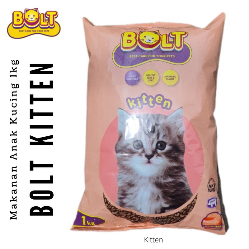 Petshop Bandung || Bolt Kitten 1kg Salmon Flavor (Orange Pucat) - Makanan Anak Kucing