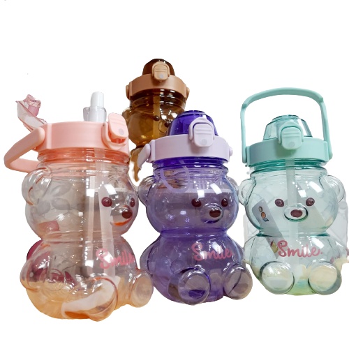 DISKON  BOTOL  beruang anak botol lucu + stiker 2D / botol gemoy anak 600 Ml Botol Gradiasi MURAH