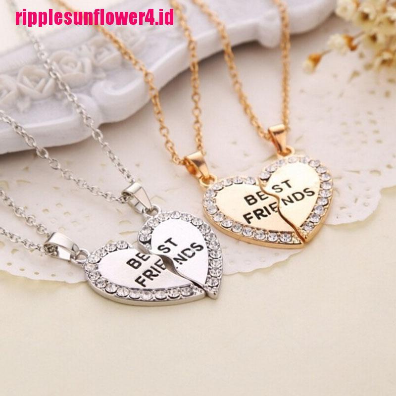 Kalung Rantai Dengan Liontin Hati Motif Tulisan Best Friends Untuk Wanita