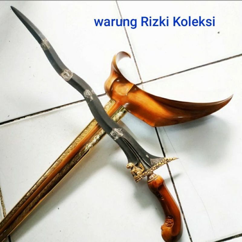 Keris Pusaka Singo Barong Pandowo Luk 5 Kinatah Emas Pamor Tambal