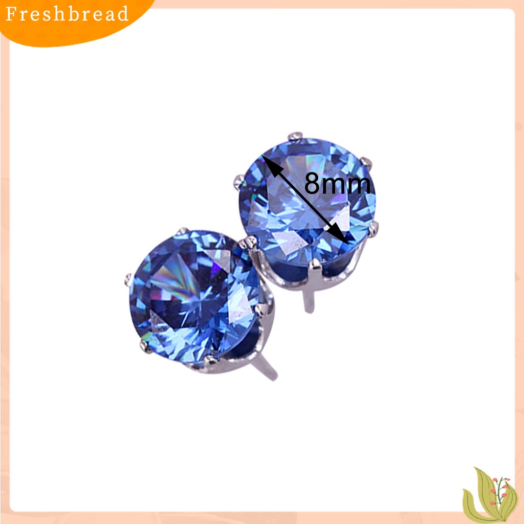 Fresh| Anting Stud Cubic Zirconia Bentuk Bulat Untuk Kencan