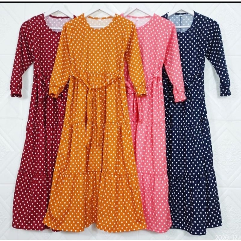GAMIS ANAK POLKADOT 3SUSUN 4-12Tahun GAMIS POLKADOT ANAK PEREMPUAN / GAMIS POLKADOT ANAK