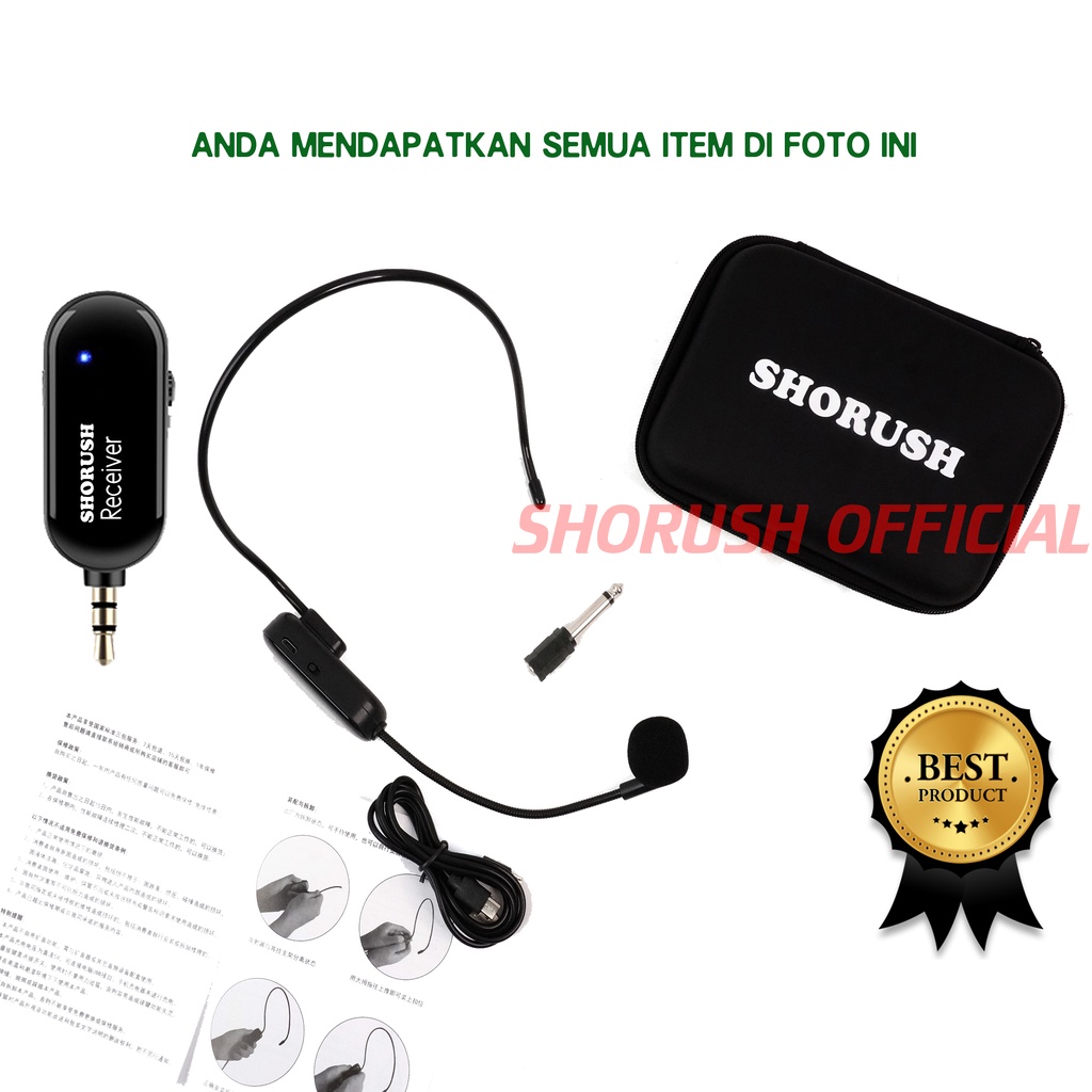 Shorush IM 1 Mikrofon Mic Microphone Clip On Wireless Bando Instruktur Senam Guru Dosen Teacher Meeting Moderator MC Yoga