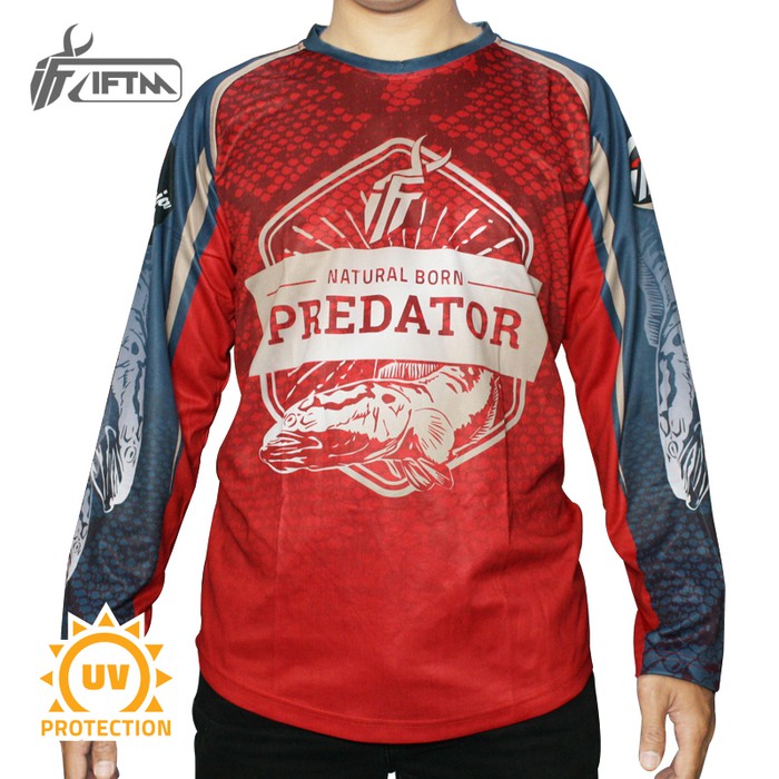 IFTM PREDATOR - Jersey Mancing original | Baju Kaos Pancing - Maroon, L