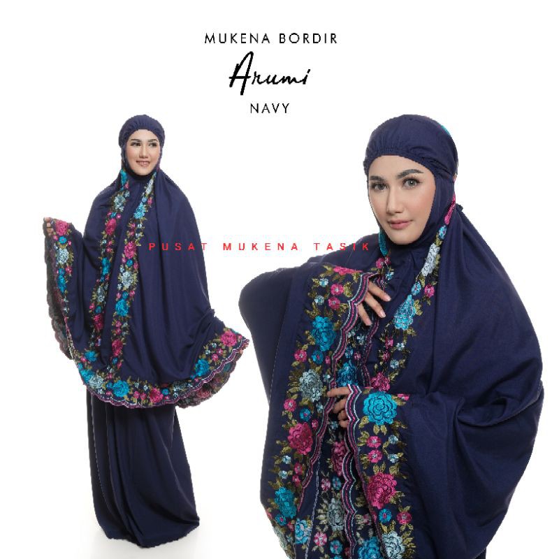 MUKENA COD DEWASA JUMBO KATUN MIKRO BORDIR MANUAL ARUMI | PUSAT GROSIR BELI MUKENA KATUN RAYON MURAH