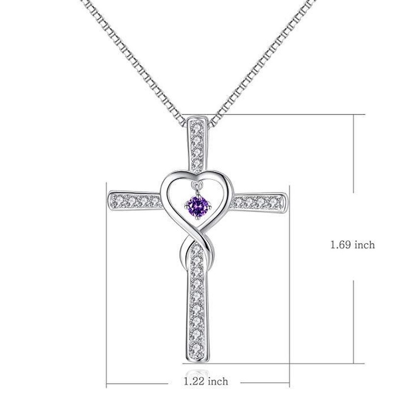 [Ready Stock]Fashion New Cross Inlaid Diamond Pendant Plated 925 Silver Love Necklace