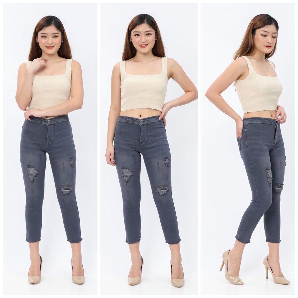NEW / CELANA 7PER9 HIGHWAIST JEANS WANITA / HIGHWAIST SOBEK WANITA / HW 7PER9 TERBARU