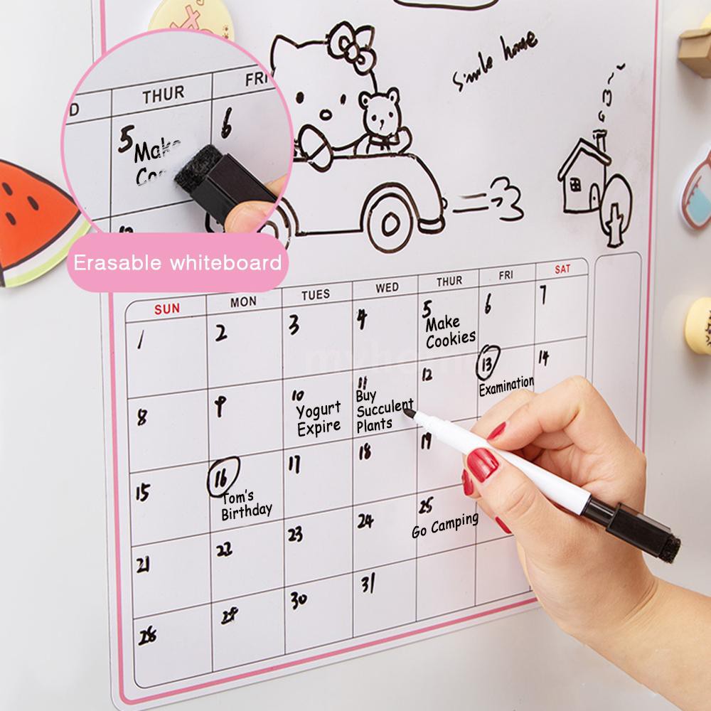 cod Fridge Magnet Calendar Dry Erase Whiteboard With Marker Weekly Reusable Board For Kitchen Re Shopee Indonesia