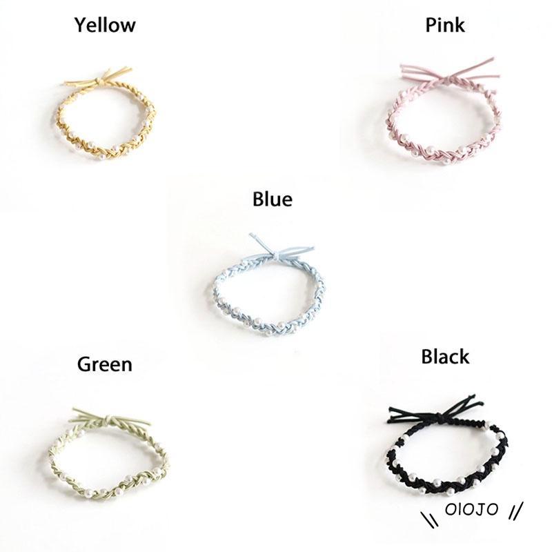 【COD】Aksesoris Gelang Rambut Bahan Karet Warna Permen Aksen Mutiara Untuk Wanita