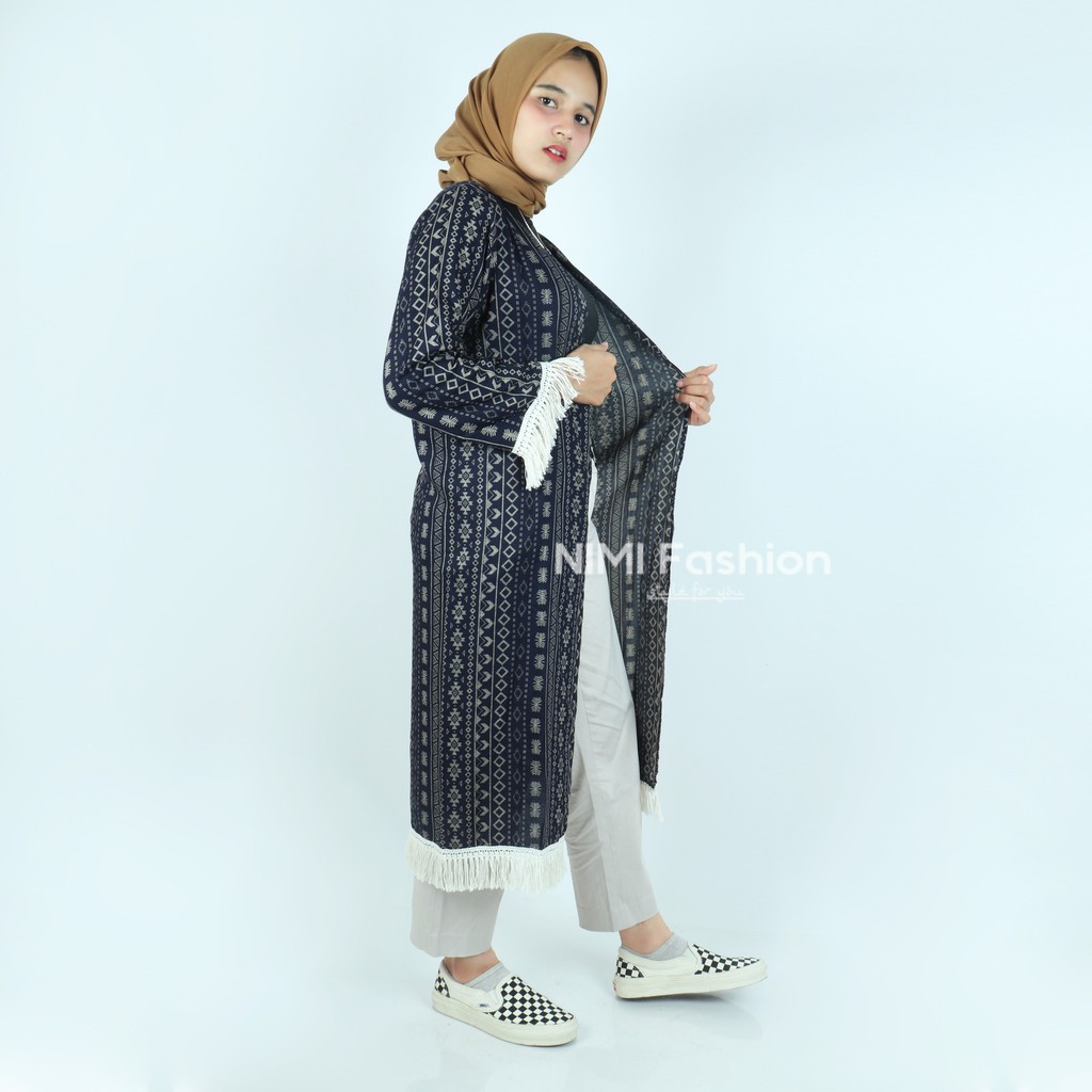 NIMI FASHION CARDIGAN WANITA PANJANG / OUTERS WANITA / CARDIGAN MURAH / CARDIGAN RUMBAI BEST SELLER