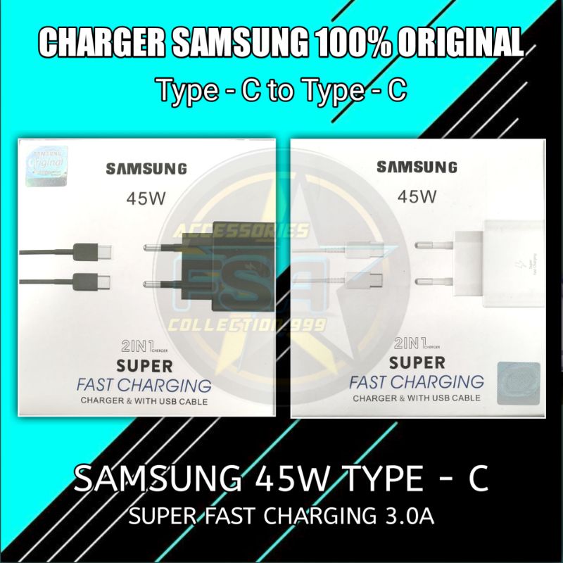 Charger Samsung Type C Super Fast Charging 45 Watt - Kabel C to C Original Samsung S21/S21+/S21 ultra