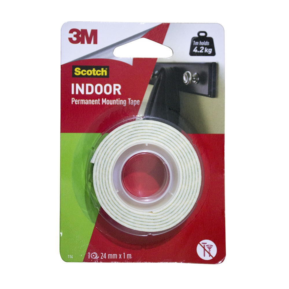 Indoor Permanent Mounting Double Tape  3M 24 mm x 1 m Scotch 114