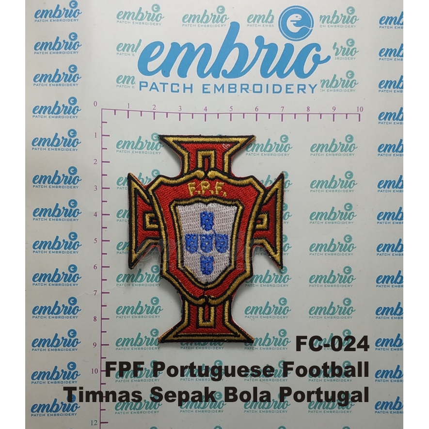 Bordir Jogja FC-024 Patch FPF Portuguese Football Bordir Logo Jersey Timnas Sepak Bola Portugal 6x8 