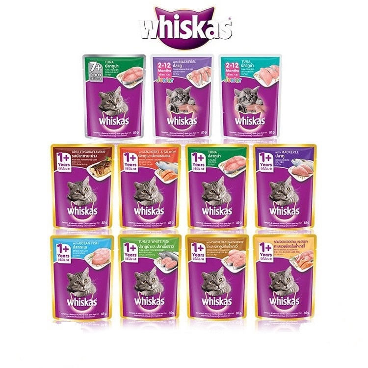 Whiskas WET Cat Food Pouch Junior &amp; Adult / Makanan Basah Kucing Whiskas