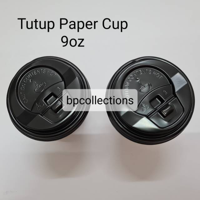 1 DUS GOJEK 1000pcs HOT LID PAPER CUP 9oz oz TUTUP HOT CUP COFFEE TUTUP HITAM GELAS KOPI KERTAS DUS 