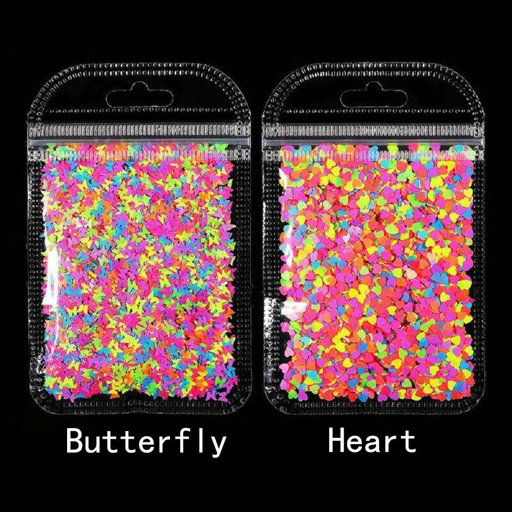 Sequin Flakes Fluorescence Bentuk Kupu-Kupu Untuk Nail Art Butterfly