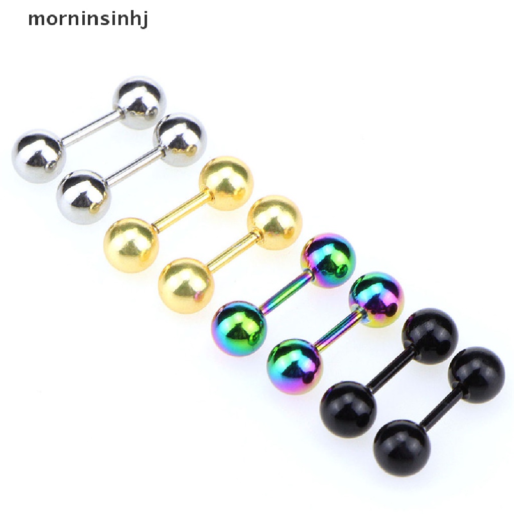 Mornin Anting Tindik Tulang Rawan Telinga Bentuk Barbell Bahan Stainless Steel