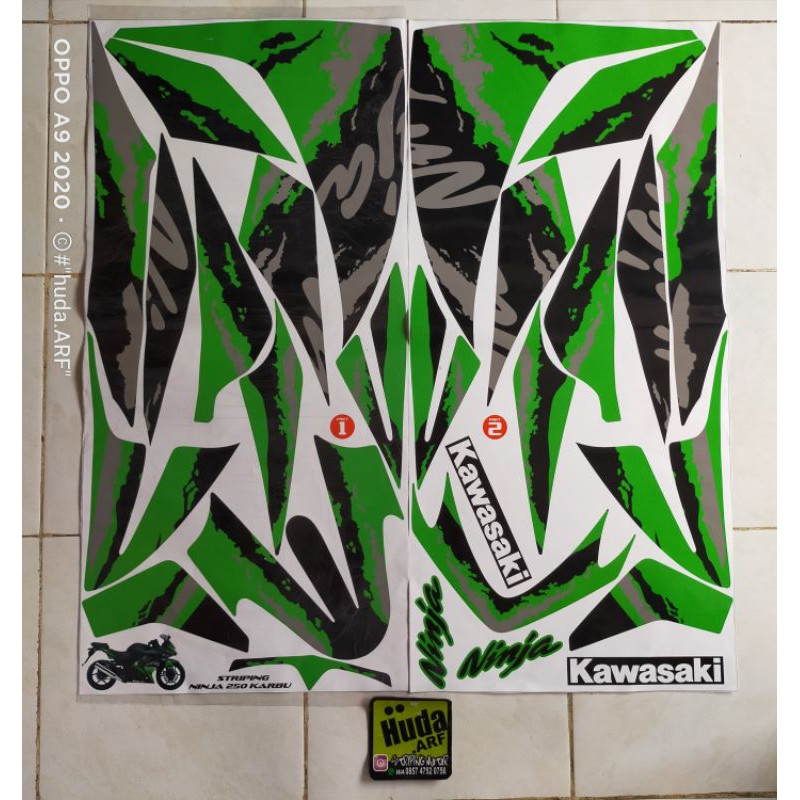 striping NINJA 250 KARBU sticker NINJA 250 KARBU decal ninja 250 carbu variasi ninja karbu 250cc