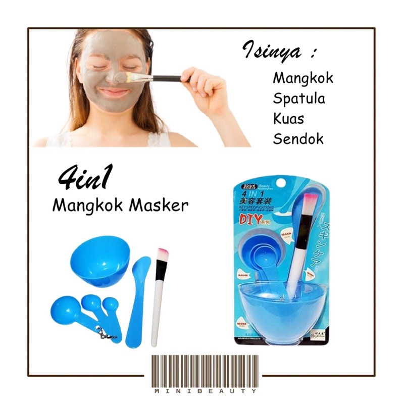 mangkok masker spatula sendok dan kuas 4in1