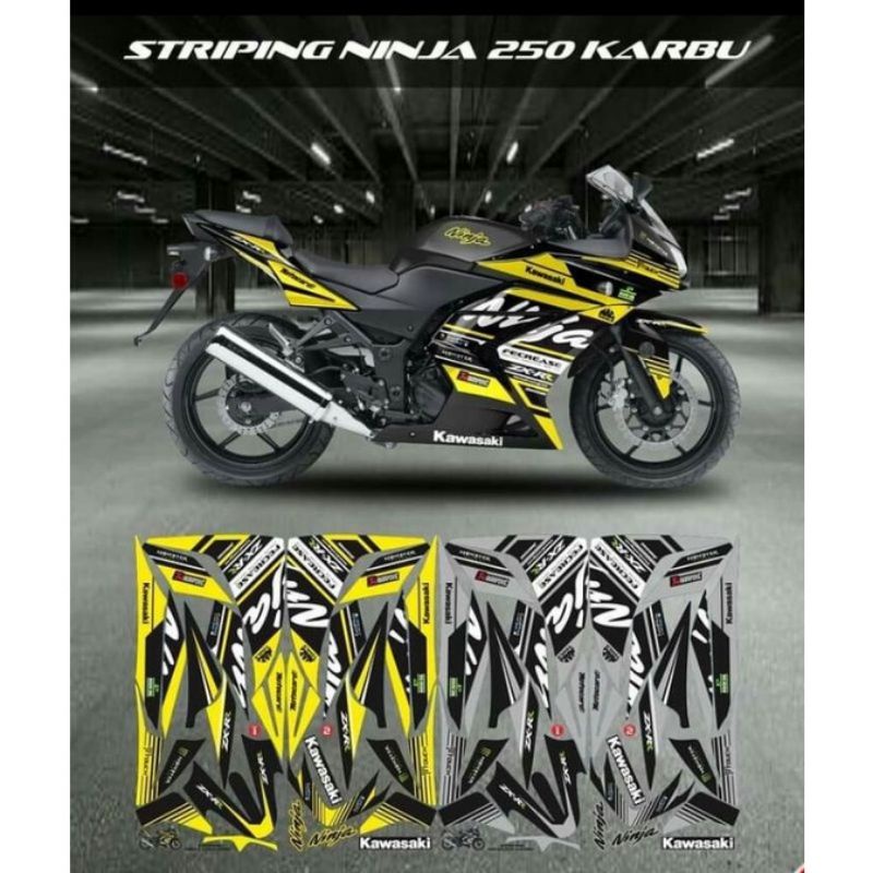 striping sticker variasi Kawasaki ninja 250R carbu motif grafis