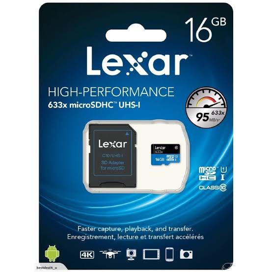 Lexar Memory Card UHS Class 10 - 95MBs - 16GB