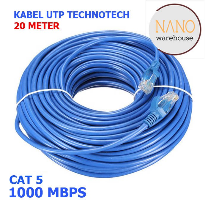 Kabel Internet Network LAN Cat5 UTP RJ45 20 Meter Original TECHNOTECH