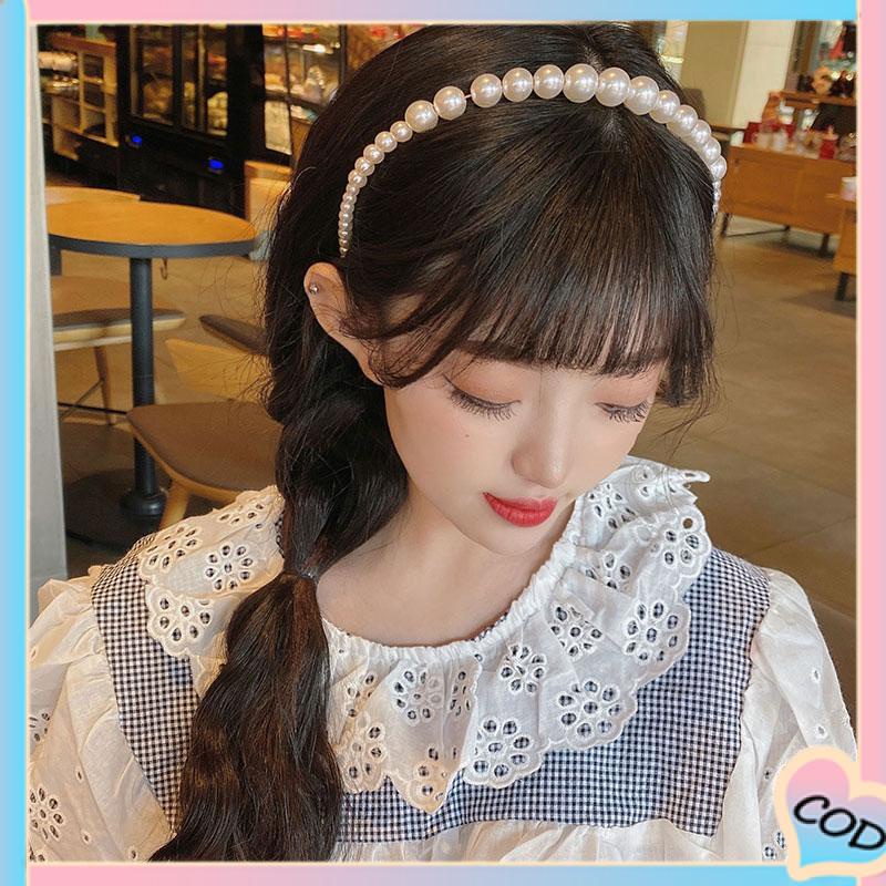 COD❤️ Pearl Headband Headband Aksesoris Rambut Anak Manik-manik Tangan Putri-A.one