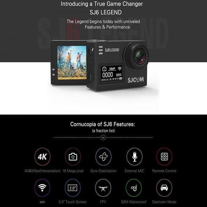 SJCAM SJ6 Legend 4K 16MP Action Kamera Super 32GB