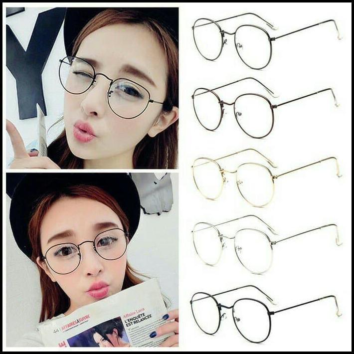 KACAMATA BULAT OVAL KOREA - HITAM HOT SALE
