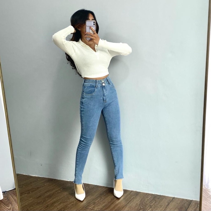 [LUXE.DLABEL]-E4 jeans | Celana panjang Highwaist wanita Jeans import premium Jeans wanita polos ripped jeans High waist jeans wanita bkk Skinny Jeans High waist Baggy jeans Wideleg Jeans Kulot jeans Boyfriend jeans