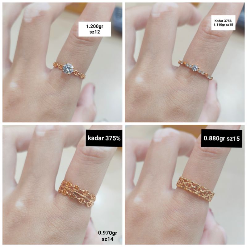 Cincin Emas Asli Model Terbaru Kadar 375%/8K