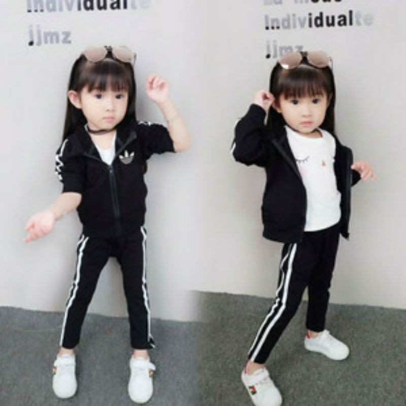 Setelan Baju Olahraga Anak Perempuan Usia 2 3 4 Tahun-Jaket Anak Cewek One Set New Kekinian Babytery