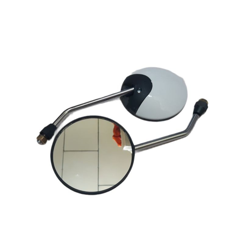 Spion Scoopy Kaca Bening Datar - Honda Scoopy Tangkai 14cm Crome Dan Tangkai Pendek 9cm Crome Kaca Bening Drat Honda / Universal Honda-Putih