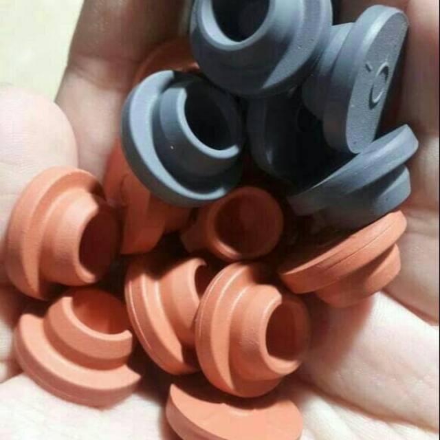 Tutup karet botol vial rubber stopper penisillin kecil kaca beling tutup sumpel kecil merah abu vape