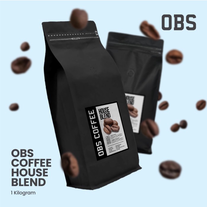 

DISKON - (BISA COD) OBS COFFEE HOUSE BLEND 1 KG BIJI/BUBUK | Roasted Coffee | House Blend - BIJI