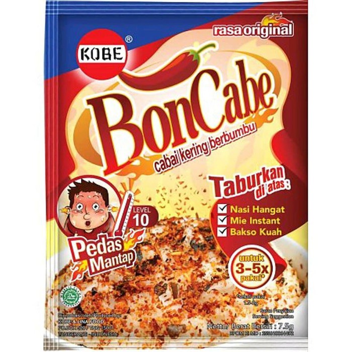 

BonCabe Sambal / Sambel Tabur Rasa Original Level 10 / 15 / 30, 10 Sachet Praktis Boncabe Kobe