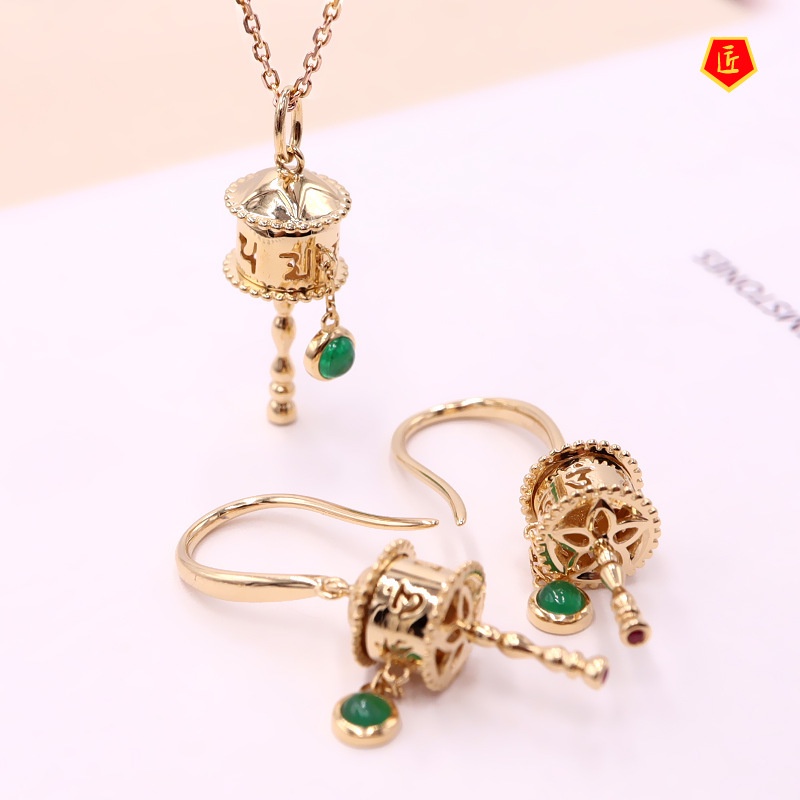 [Ready Stock]Prayer Wheel Pendant Rotatable Blessing Safety Protection Necklace